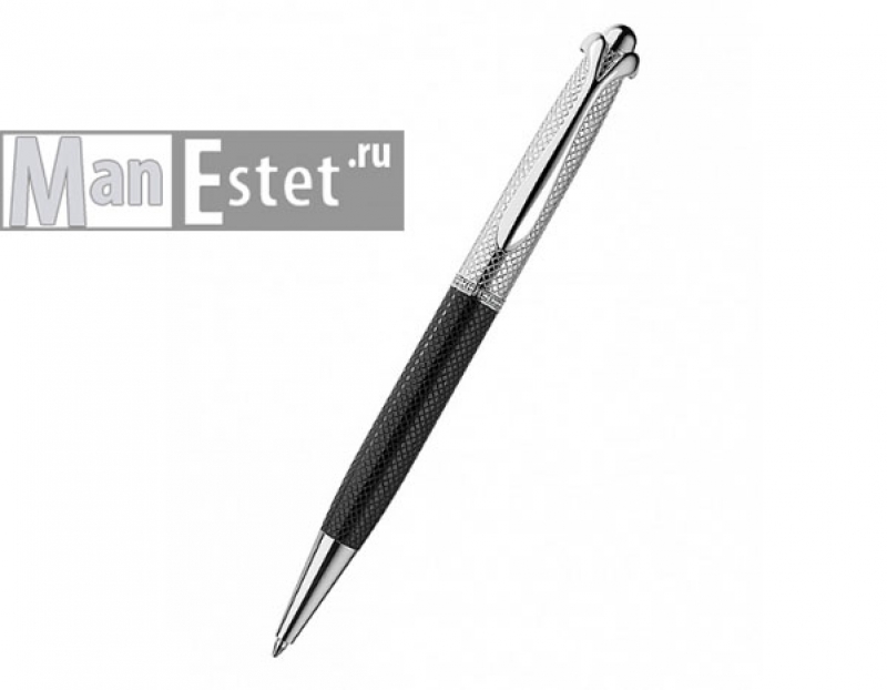 Серебреная ручка роллер, цвет черный